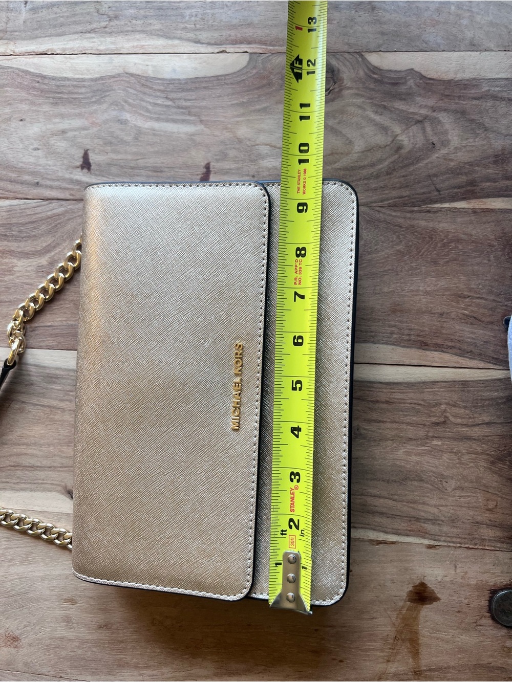 Michael Kors Metallic Gold Leather Double-Compartment Crossbody - Picture 15 of 16